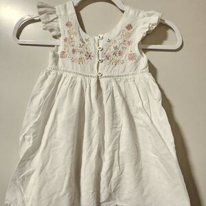 Toddler Girl Max Studio Kids White Dress Pink Floral Ruffle Sleeves